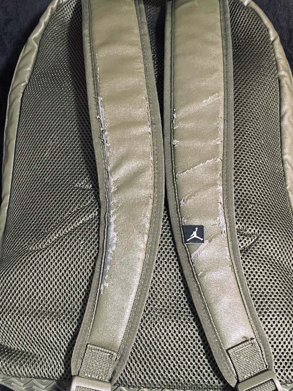 Jordan Olive Green and White Leather Backpack - Picture 5 of 9